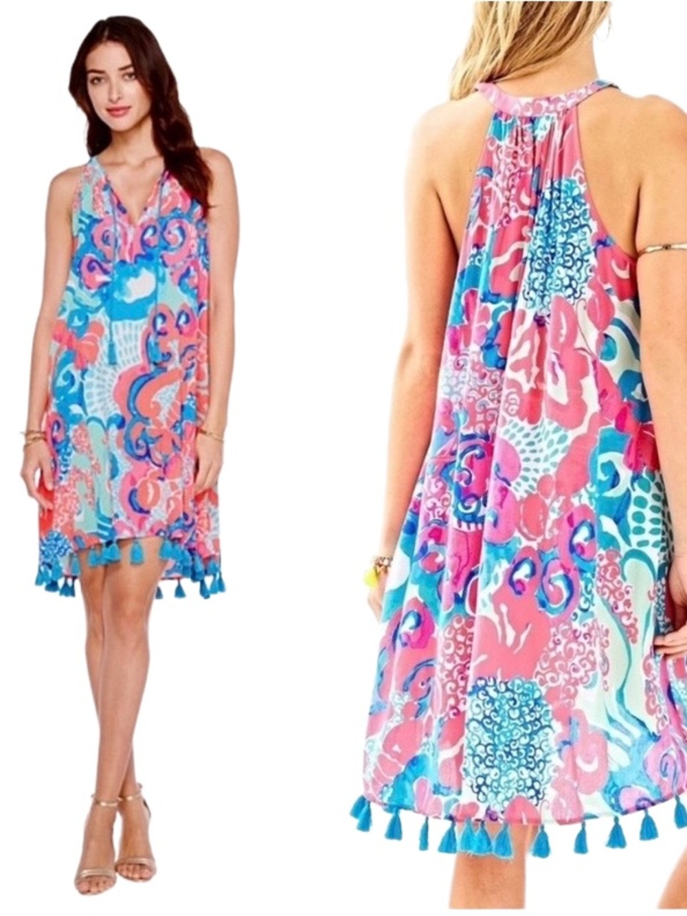 Lilly Pulitzer ROXI Dress in Coral Reef “Im So Jelly” L
